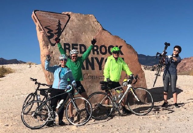 Cyclists posing at Red Rock Canyon