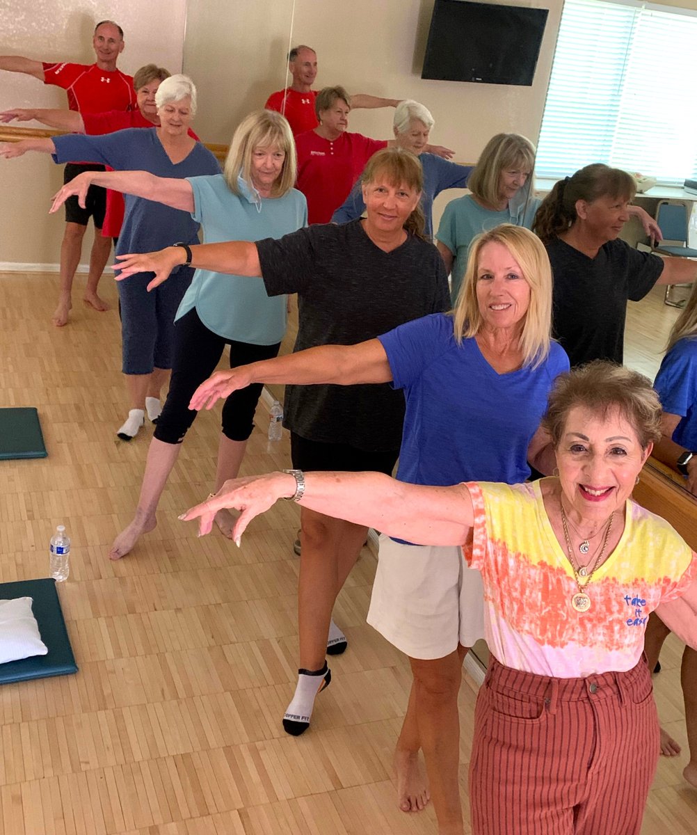 A fitness class at Sun Shadows